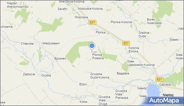 mapa Płonka Poleśna, Płonka Poleśna na mapie Targeo